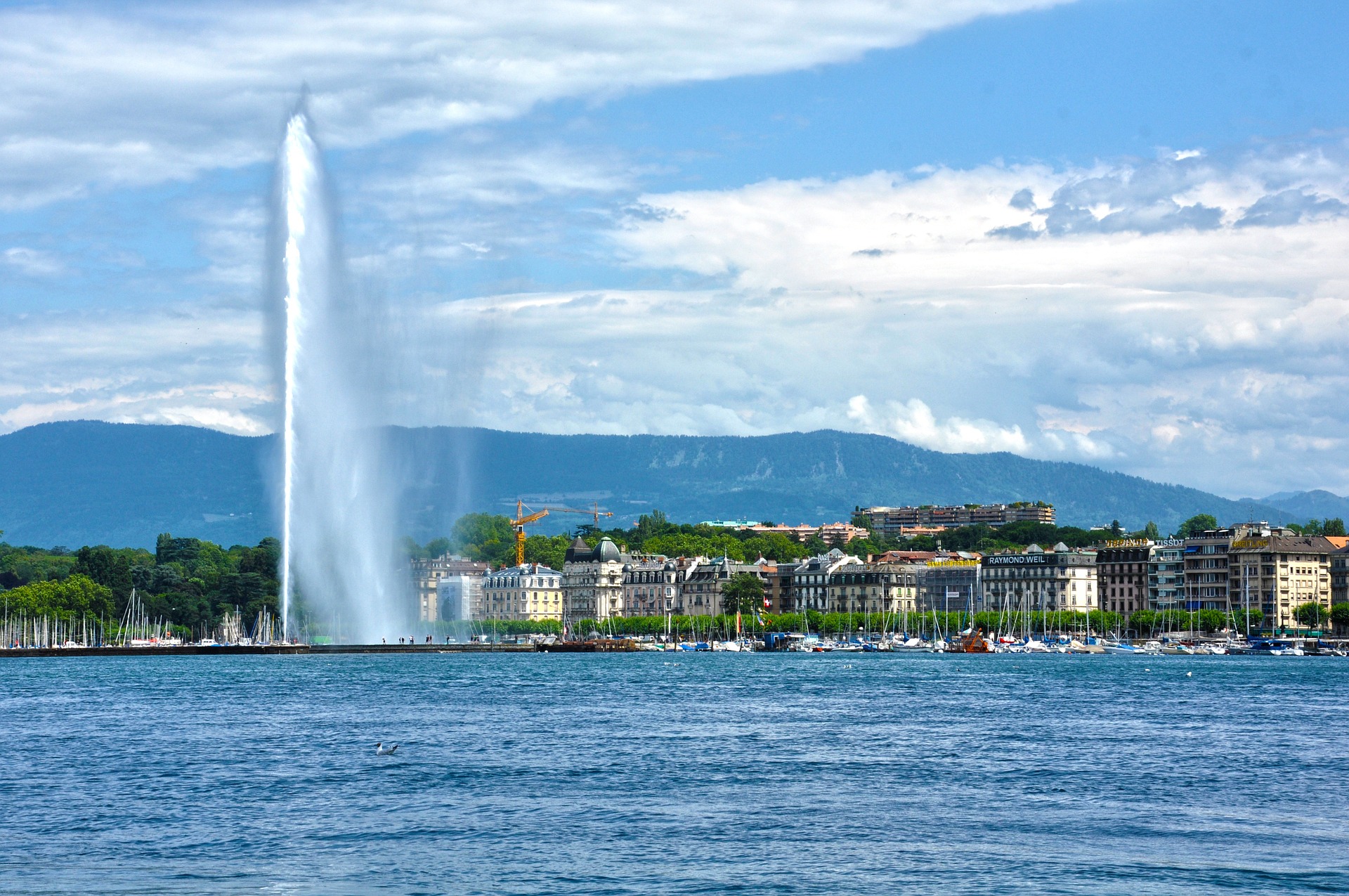 Le Jet d’eau et le lac Léman à Genève